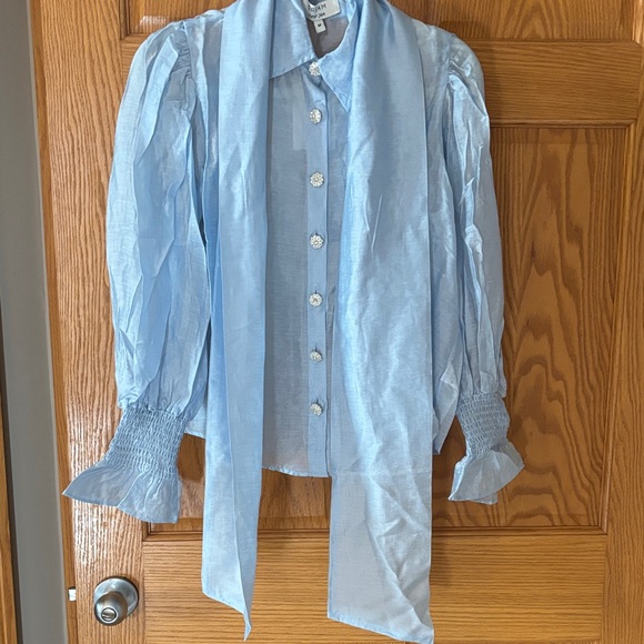MWT Sister Jane Light Blue Blouse with Collar Detail - Picture 1 of 6